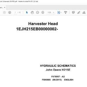 John Deere H215E Harvester Head  Hydraulic Schematic Manual - PDF DOWNLOAD