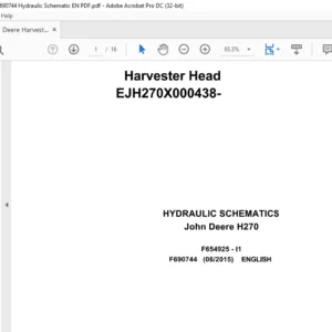 John Deere H270 Harvester Head Hydraulic Schematic Manual - PDF DOWNLOAD