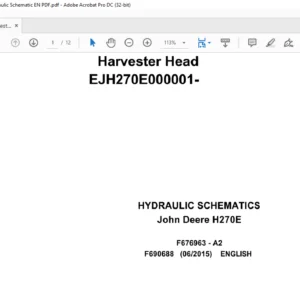 John Deere H270E Harvester Head  Hydraulic Schematic Manual - PDF DOWNLOAD