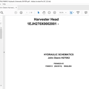 John Deere H270X2 Harvester Head Hydraulic Schematic Manual - PDF DOWNLOAD