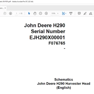 John Deere H290 Harvester Head Schematic Manual - PDF DOWNLOAD