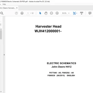 John Deere H412 Harvester Head ELECTRIC Schematic Manual - PDF DOWNLOAD
