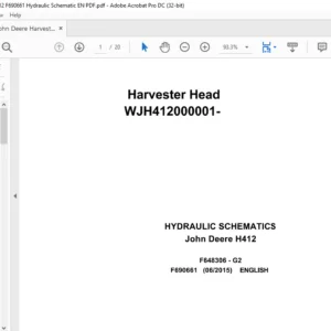 John Deere H412 Harvester Head Hydraulic Diagram Manual PDF Download