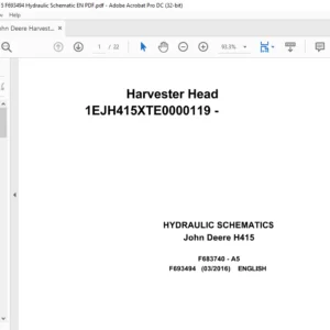 John Deere H412 Harvester Head Hydraulic Schematic Manual - PDF DOWNLOAD