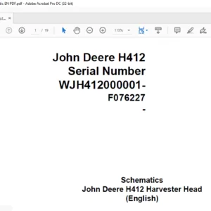John Deere H412 Harvester Head Schematic Manual - PDF DOWNLOAD
