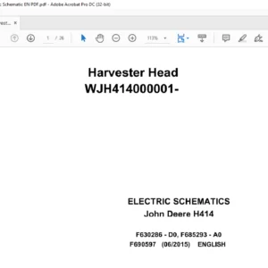 John Deere H414 Harvester Head  Electric Schematic Manual - PDF DOWNLOAD