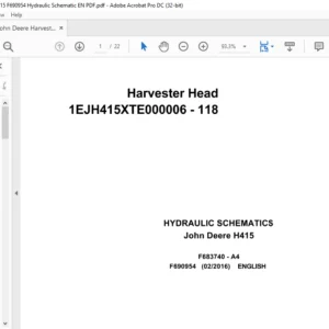 John Deere H415 Harvester Head Hydraulic Schematic Manual - PDF DOWNLOAD