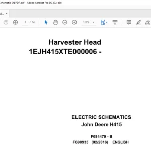 John Deere H415 Harvester Head  Hydraulic Schematic Manual - PDF DOWNLOAD