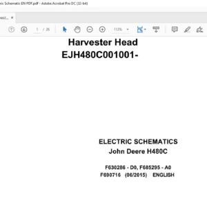 John Deere H480C Harvester Head  Electric Schematic Manual - PDF DOWNLOAD
