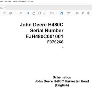 John Deere H480C Harvester Head Schematic Manual - PDF DOWNLOAD