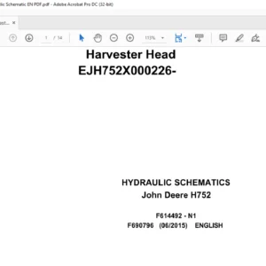 John Deere H752 Harvester Head  Hydraulic Schematic Manual - PDF DOWNLOAD