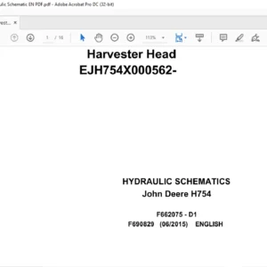 John Deere H754 Harvester Head  HYDRAULIC Schematic Manual - PDF DOWNLOAD