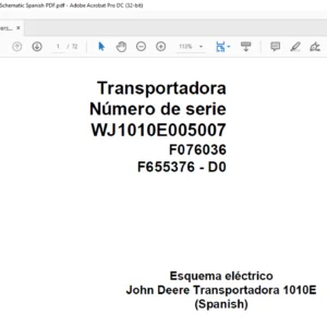 John Deere Harverster 1010E F076036 D0 Electric Schematic Spanish PDF