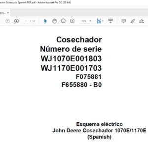 John Deere Harverster 1070E 1170E F075881 B0 Electric Schematic Spanish PDF