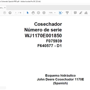 John Deere Harverster 1170E F075939 D1 Hydraulic Schematic Spanish PDF