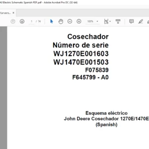 John Deere Harverster 1270E 1470E F075839 A0 Electric Schematic Spanish PDF