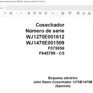 John Deere Harverster 1270E 1470E F075858 C0 Electric Schematic Spanish PDF