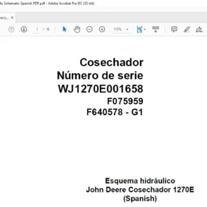 John Deere Harverster 1270E F075959 G1 Hydraulic Schematic Spanish PDF