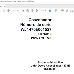 John Deere Harverster 1470E F076016 G1 Hydraulic Schematic Spanish PDF