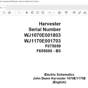 John Deere Harvester 1070E/1170E Electric Schematic Manual - PDF DOWNLOAD