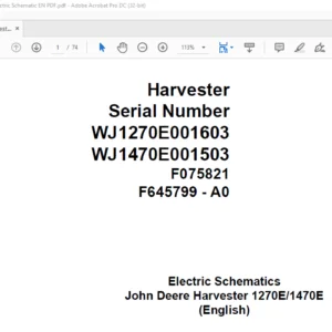 Electric Schematic for John Deere 1270E/1470E Harvester Manual PDF