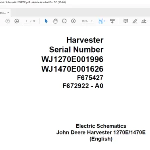 John Deere Harvester 1270E/1470E Electric Schematic Manual - PDF DOWNLOAD