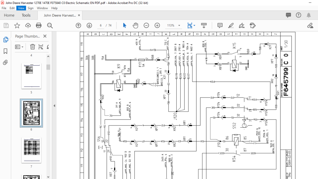 John Deere Harvester 1270E/1470E Electric Schematic Manual - PDF ...