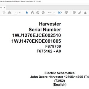 John Deere Harvester 1270E/1470E IT4 (T3/S2) Electric Schematic Manual - PDF DOWNLOAD
