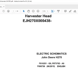 John Deere Harvester Head H270 Electric Schematic Manual - PDF DOWNLOAD
