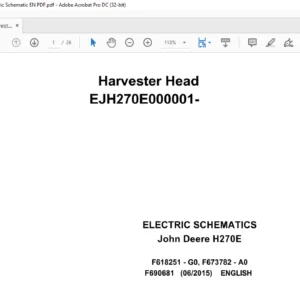 John Deere Harvester Head H270E Electric Schematic Manual - PDF DOWNLOAD