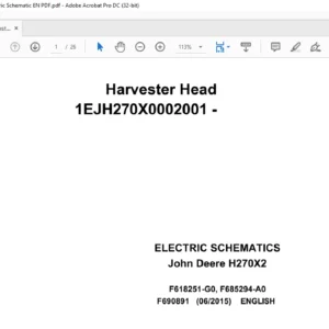 John Deere Harvester Head H270X2 Electric Schematic Manual - PDF DOWNLOAD