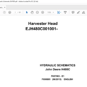 John Deere Harvester Head H480C Hydraulic Schematic Manual - PDF DOWNLOAD