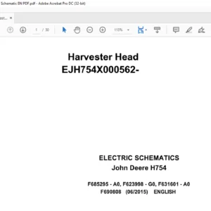 John Deere Harvester Head H754 Electric Schematic Manual - PDF DOWNLOAD