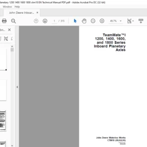 John Deere Inboard Planetary 1200 1400 1600 1800 ctm18 EN Technical Manual PDF