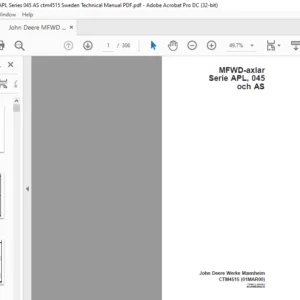 John Deere MFWD Axlar APL Series 045 AS ctm4515 Sweden Technical Manual PDF
