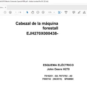 John Deere Machine Head Forest H270 F690742 A0 2015 Electric Schematic Spanish PDF
