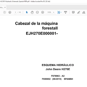 John Deere Machine Head Forest H270E F690692 A2 2015 Hydraulic Schematic Spanish PDF