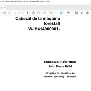 John Deere Machine Head Forest H414 F690616 A0 2015 Electric Schematic Spanish PDF
