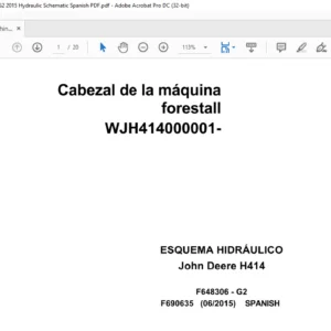 John Deere Machine Head Forest H414 F690635 G2 2015 Hydraulic Schematic Spanish PDF