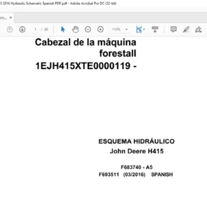 John Deere Machine Head Forest H415 F693511 A5 2016 Hydraulic Schematic Spanish PDF