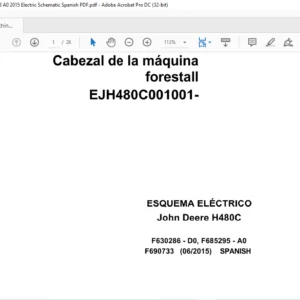 John Deere Machine Head Forest H480C F690733 A0 2015 Electric Schematic Spanish PDF