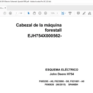 John Deere Machine Head Forest H754 F690826 A0 2015 Electric Schematic Spanish PDF