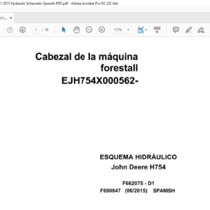 John Deere Machine Head Forest H754 F690847 D1 2015 Hydraulic Schematic Spanish PDF