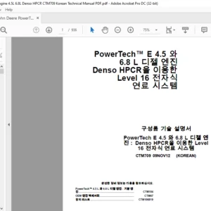 John Deere PowerTech Diesel Engine 4.5L 6.8L Denso HPCR CTM709 Korean Technical Manual PDF