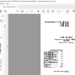 John Deere PowerTech Engine Diesel 4.5L 6.8L CTM705 Korean Technical Manual PDF