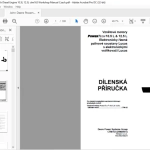 John Deere Powertech Diesel Engine 10.5L 12.5L ctm163 Workshop Manual - PDF DOWNLOAD (Czech)