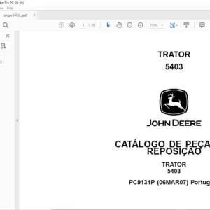 John Deere TRATOR 5403 CATÁLOGO DE PEÇAS DE REPOSIÇÃO - PDF DOWNLOAD (Portuguese)