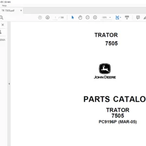 John Deere TRATOR 7505 PARTS CATALOG MANUAL - PDF DOWNLOAD