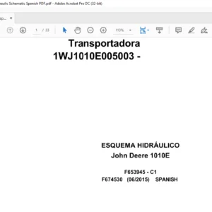John Deere Transport 1010E F674530 C1 2015 Hydraulic Schematic Spanish PDF