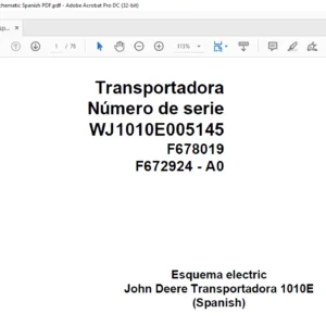 John Deere Transport 1010E F678019 A0 Electric Schematic Spanish PDF